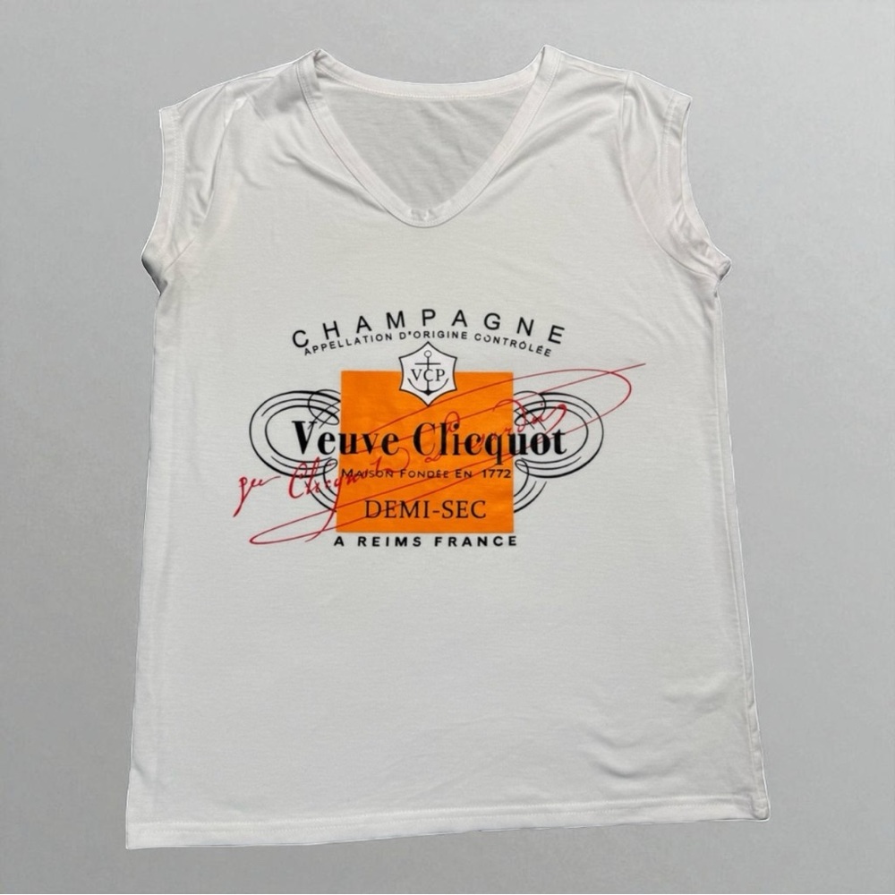 Veuve Clicquot Demi-Sec Champagne Tee White Graphic Shirt S/M